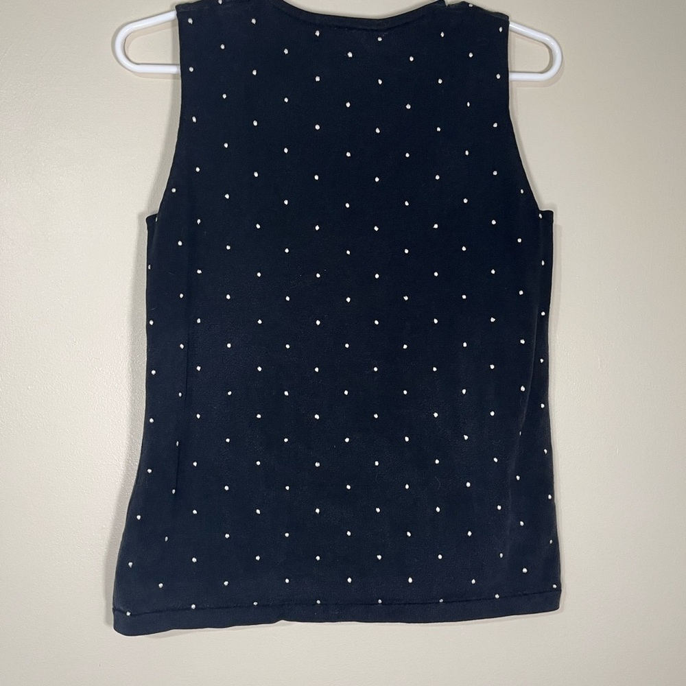 Women’s Size M Garfield & Marks Black Sleeveless Sweater Top with White Dots - Picture 4 of 4